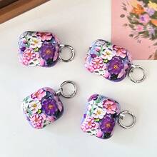 1pac Flower Case For AirPodsCase Cover, Stylish Soft Silicone Protector With Keychain, Compatible With Apple AirPods1st/2nd/3/4/Pro/Pro2 Generation Charging Case - Multicolor - View 2