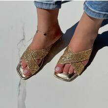 Women's Flat Sandal X Glitter - 金色 - 查看 5