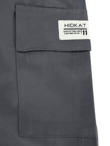 男士休闲工装短裤轻质夏季面料，拉链和图案印花口袋，适合休闲夏季运动男装骑行短裤男友返校 - 灰色 - 查看 7