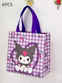 Sanrio 1/4/6/12 pièces Sac Kuromi Sanrio, Anime My Melody Cinnamoroll, grand sac fourre-tout en tissu non tissé imprimé, idéal pour ranger des livres, cadeaux kawaii pour les vacances