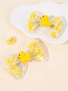 2个鸭子蝴蝶结发夹，黄色鳄鱼夹蝴蝶结发饰，可爱发饰，适合儿童、幼儿、春夏旅行、派对礼物。关注本店，获取最新款式，下次购物可享8折优惠。DZBB - 黃色 - 查看 4