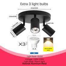 Decorative Ceiling Mounted Linear Track Lighting, Wall Decor, Living Room Decor, Single/Double/Triple/Quad Head Aluminum Spotlight With GU10 Lamp Holder, Vintage Style, With Or Without Bulbs, Easy Installation, Hardwired, Suitable For Exhibition Hall/Reading Room/Dining Room/Bar/Bedroom/Cafe/Dining Hall/Clothing Store/Living Room, Available In Multiple Sizes As Needed - Ceiling Chandelier GU10 Lamp Holder - View 34