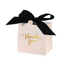 10 Pieces Paper Gift Boxes With Golden "Thank You" Labels, Including Ribbons And Pearls - For Birthdays, Weddings - 黑色 - 查看 2