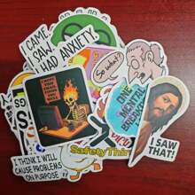 50pcs Snarky MEME Cartoon Graffiti Stickers, Waterproof For Water Bottle, Computer, Luggage, Halloween, Easter, Funny Phrases