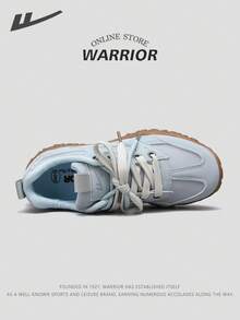 1 Pair 2025 New Warrior Series Women's Casual Sports Shoes, Women's Casual Shoes, Women's Casual Chunky Sneakers, Front Lace-Up Low-Top, Blue Color, Breathable Upper, Elevated Sole, Suitable For Outdoor Running Sports, Fashionable Appearance, Comfortable Wear - Blue - View 4