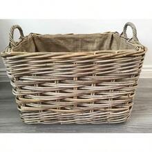 Rec Log Storage Basket Hian Lined Excellent Quality Very Strong Kuba Rattan Large - Brown1 - View 1
