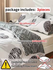 Juego de ropa de cama de 3 piezas con estampado de corazones (1 funda nórdica y 2 fundas de almohada), suave y agradable para la piel, apto para todas las estaciones, ideal para el hogar, bodas y otras ocasiones. - Multicolor - Ver 9