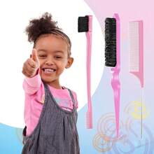 Set di 4 spazzole per definire i ricci - Spazzola per il controllo delle ciocche + Pettine a coda di ratto in metallo per acconciatura capelli ricci + Accessori per acconciatura capelli - Districante, modella e liscia | Accessori di bellezza essenziali per donne e ragazze