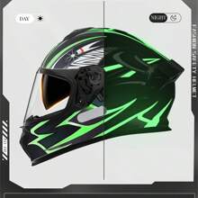 AD 1 szt. Certyfikowany kask motocyklowy na rower elektryczny DOT&ECE, uniwersalny, całoroczny, motocyklowy kask integralny z dwoma wizjerami