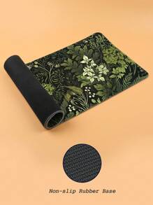1pc Green Floral Pattern Rubber Anti-Slip Computer Laptop Office Gaming Mouse Pad