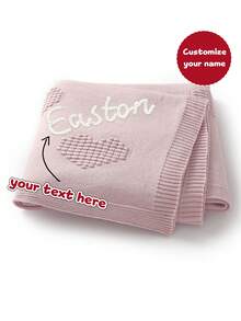 1pc Customizable Name Soft Knitted Blanket, Comfortable Heart Design, Baby Swaddle Wrap, Children Blanket, All Season - Multicolor - View 10