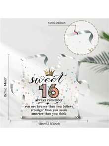 Tấm bảng sinh nhật bằng acrylic, món quà hoàn hảo cho các cô gái 16 và 18 tuổi, vật trang trí quà tặng ngọt ngào, quà kỷ niệm, trang trí phòng ngủ, vật trang trí bàn làm việc, trang trí giỏ quà sinh nhật và quà tặng ngày lễ/Giáng sinh. - trong suốt - Xem 4