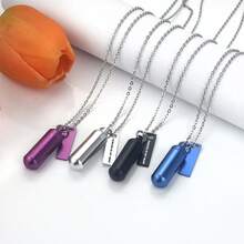Polychrome Cylinder Urn Necklace For Ashes For Women Men Cremation Jewelry Keepsake Memorial Human Pet Ashes Pendant With Forever In My Heart - Cylinder - View 7