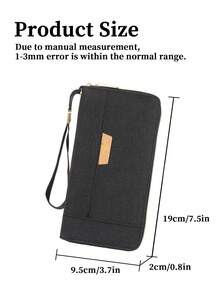 HOVI'S New Minimalist RFID Blocking Zipper Long Wallet, Business Large Capacity Multi-Function Phone Wallet - Black - View 9