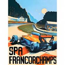 1 件无框墙面艺术海报流行 F1 跑车海报印刷品墙面艺术帆布著名赛道画适合赛车爱好者卧室家居装饰无框复古 - 彩色 - 查看 11