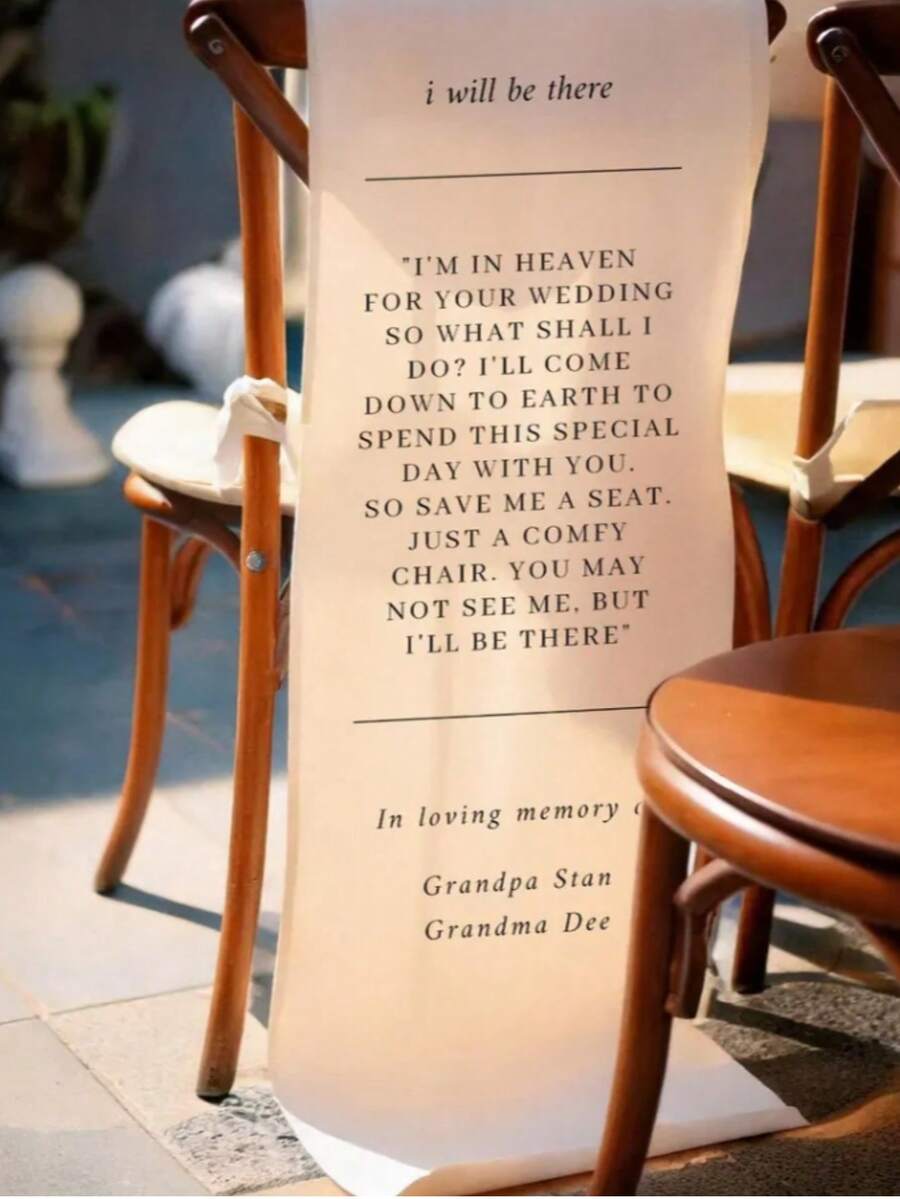 Reserved Wedding Memorial Chair Sign, Personalized Fabric Sign, Wedding Chair Banner In Memory Of Loved Ones, Custom Memorial Wedding Sign