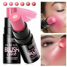 USHAS Glowing Blush Stick, Multi-Purpose Facial Makeup, Long-Lasting And Easy To Apply, Easily Creates A Natural Blush, Suitable For Daily Use, 6 Colors Optional, Meet Various Makeup Needs