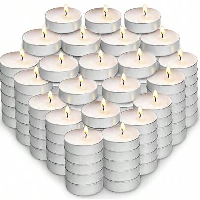 100 piezas de velas de cera pequeñas sin humo, velas pequeñas románticas, calentador de sellos de cera, inodoras, adecuadas para fiestas de cumpleaños, bodas al aire libre, cenas en interiores, velas ambientales, decoraciones navideñas, regalos de Navidad