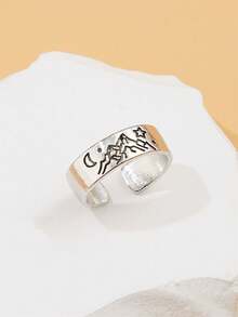 Letter Engraved Ring - Antique Silver - View 11