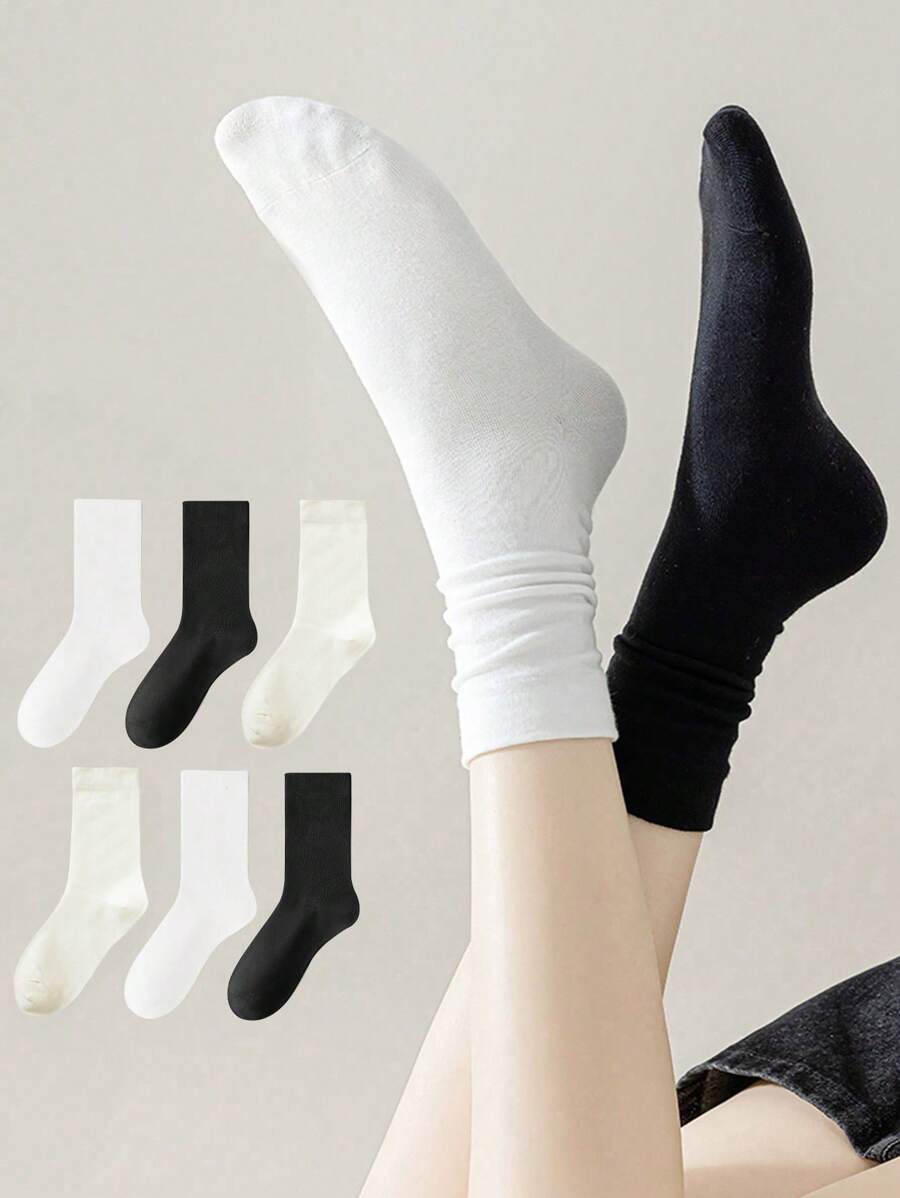 1/4/6 Pairs Women's Comfortable Soft Solid Color Over-The-Knee Socks, Simple Versatile Slouchy Socks With Tassels, Simple Versatile Comfortable Socks (Due To Lighting And Angle During Photography, The Actual Product May Have Slight Color Differences Compared To The Images.), Fall