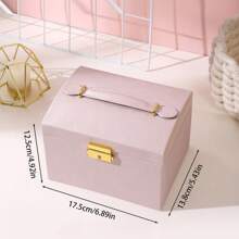 1pc Luxury Leather 3-Drawer Jewelry Box, Travel Carrying Jewelry Organizer For Earrings, Necklaces & Other Accessories With Lock