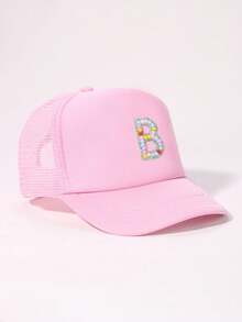 1pc A-Z Letters Baseball CapBaby Boy Toddler Softbrim Pink Sun Baseball Cap, Suitable For Boys And Girls Daily Outing Summer Baby Items Peaked Cap - 1PC - View 4