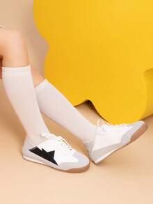 Boys Girls Fashion Sneakers Foldable Back Retro Classic Casual Tennis Lightweight Breathable Walking Shoes For Little/Big Kid - Black and White - View 3