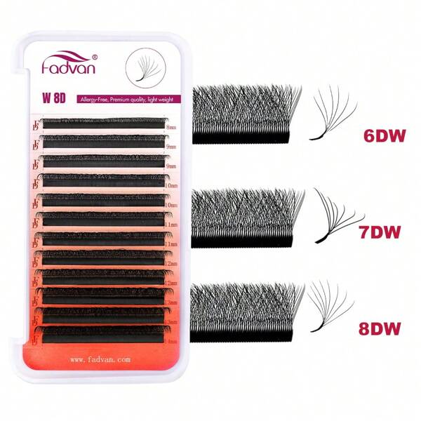 FADVAN Extensões de Cílios em Leque Pré-Montadas 6D/7D/8D em Formato de W, 0,07 mm Curl D, 12 Fileiras, 8-15 mm, Pretas Naturais, Volume Suave de Falso Vison, Cílios Individuais, Enxerto de Cílios Profissional, Suprimentos para Técnica de Cílios