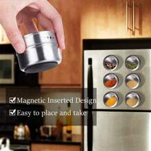 4 Packs, Magnetic Spice Jar, Wall Mounted Stainless Steel Spice Jar, With Lid And Small Hole, Rust Free, Easy To Clean