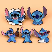Disney 1 pièce Broche Disney Stitch, épinglette émaillée distinctive - Insigne mignon pour sacs à dos et vêtements, accessoire de broche pour vêtements, attache de sac