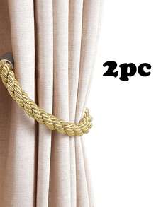 2pcs Modern Minimalistic Cylinder Magnetic Polyester Linen Twisted Rope Curtain Ties, Multiple Colors Available, Suitable For Curtain Fixing And Decoration - Multicolor - View 21