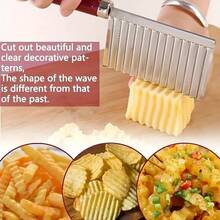 Suuker Crinkle Cutter French Fry Cutter, Versatile Potato Slicer For Fries, Stainless Steel Crinkle Cutter For Veggies, Manual Food Wavy Chopper Slicer For Crinkled Cuts And Fancy Meal-Prep - 1pc - View 3