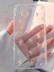 Bow-Knot 1pc Fashionable Bowknot Pattern Transparent Shockproof Thicken Protective Phone Case Covers Compatible With IPhone 16/16 Pro/16 Plus/16 Pro Max, IPhone 15 Pro Max, IPhone 16e, IPhone 15, IPhone 14, IPhone 13, Galaxy, Redmi