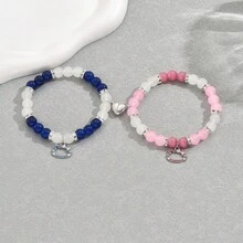 2 Pcs Of Couple Matching Bracelets Cute Kitty Pendant Kawaii Matching Couple Bracelets For Best Friends BF & GF Bracelets - 彩色 - 查看 8