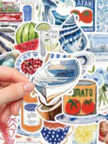 50pcs Open Sea Stickers Laptop Handbook Cell Phone Case Decorative Stickers,School Supplies,Back To School - Multicolor - View 3