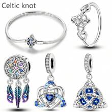 Anel de nó celta de cobre prateado - Design clássico e simples, perfeito para trajes casuais ou presentes