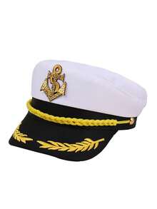 1 Gorra plana blanca unisex de marinero, gorra azul marino, gorra de capitán, accesorio casual para playa, yate y adultos - Estilo B - Ver 9