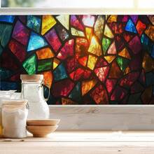 1 Stück Buntglas Fensterfolie, dekorative Fensterfolie mit abstraktem Statik-Klebeeffekt, nicht klebend, Fensterdekoration für Zuhause, Büro, Wohnzimmer, Toilette, Küche, Tür und Fenster