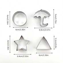 Stainless Steel Biscuit Cutting Set, Star, Umbrella, Triangle, And Round Biscuit Molds, Can Be Used To Bake Biscuit Shapes And Make Clay. - Silver - View 3