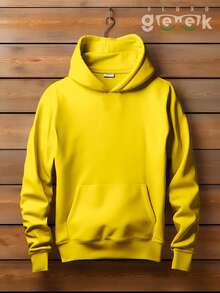 Plain Sweatshirt With No Print And Hood  2042 - 黃色 - 查看 1