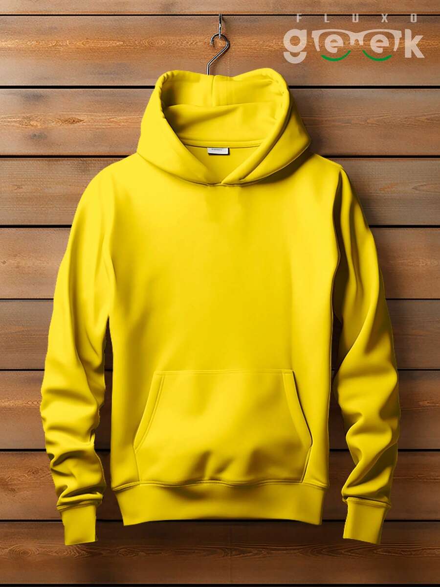 Plain Sweatshirt With No Print And Hood 2042 - 黃色 - 查看 1
