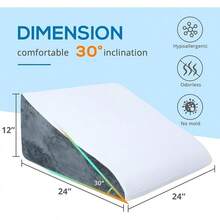 Sasttie Wedge Pillow, 12 Inch Memory Foam Bed Wedge Pillow For Sleeping, Acid Reflux, Back Pain, Post Surgery, And Snoring, Designed With Washable Cover, Dark Gray - Dark Grey - View 5