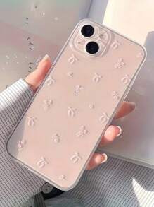 Bow-Knot 1pc Fashionable Bowknot Pattern Transparent Shockproof Thicken Protective Phone Case Covers Compatible With IPhone 16/16 Pro/16 Plus/16 Pro Max, IPhone 15 Pro Max, IPhone 16e, IPhone 15, IPhone 14, IPhone 13, Galaxy, Redmi