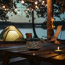 太阳能台灯 - 太阳能 LED 灯，白色金属桌面装饰，适用于书桌、露台、花园、小路、庭院、户外花园照明，适用于小路、庭院、露台