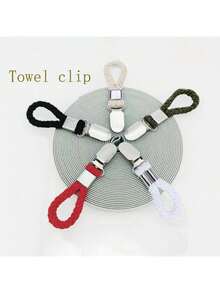 رف منشفة متعدد الاستخدامات مُنسوج، مشابك منشفة حلقية، مشابك معدنية لتخزين الحمام/المطبخ