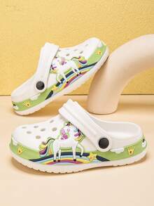 Girls' Unicorn Anti-Slip Wear-Resistant Flat Casual Comfortable Lightweight Breathable Sandals, Suitable For Summer - White - View 2