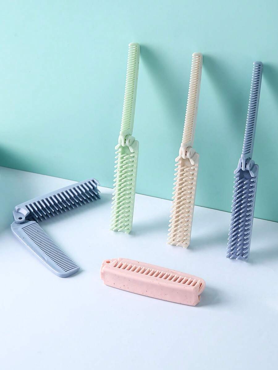1pc/2pcs/4pcs Portable Foldable Comb, Anti-Static Dual-Use Comb, Fine-Tooth Double-Sided Design, Travel Mini Bangs Comb, Home Air Cushion Massage Brush, Essential For Female Students Dorm, Suitable For Daily Travel, Styling Tool For Normal Hair - Multicolor - View 1