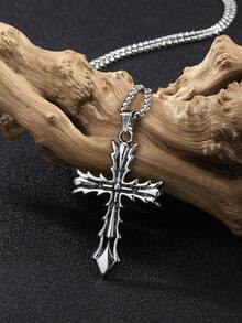 1 件复古哥特式十字架吊坠项链，适合男女日常佩戴，长链配饰，节日、生日、复活节、毕业典礼、父亲节礼物，男士项链，男士珠宝，链式项链