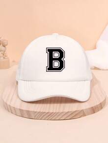 1 Kids White Baseball Caps 26 Letters Printed Baseball Caps, Outdoor Recreational Activities Sunscreen Breathable And Quick Drying, Suitable For Spring And Summer Daily Outdoor Use, Campus Activities - White - View 5