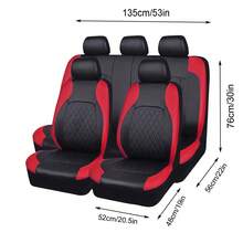 5pcs Car Seat Covers, Leather PVC Material, Quilted Design Suitable For Midsize And Small Vehicles, Four Seasons Universal, Diamond Pattern - one-size - View 2